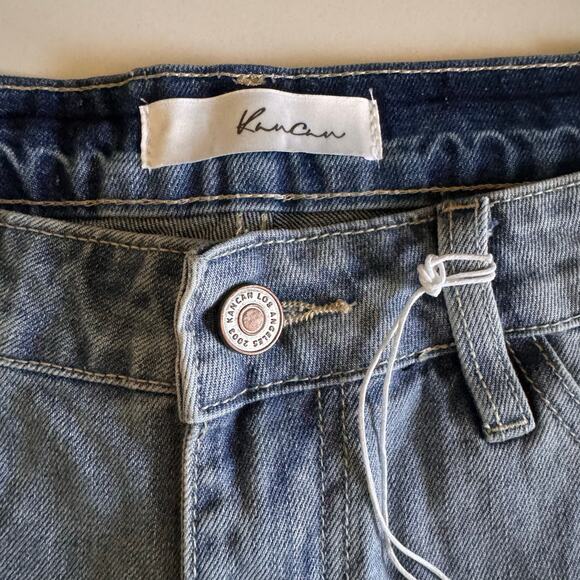 KANCAN Shorts Large Beren Mid-Rise Distressed Cuff Frayed Hem Cotton Denim NWT - Picture 11 of 16